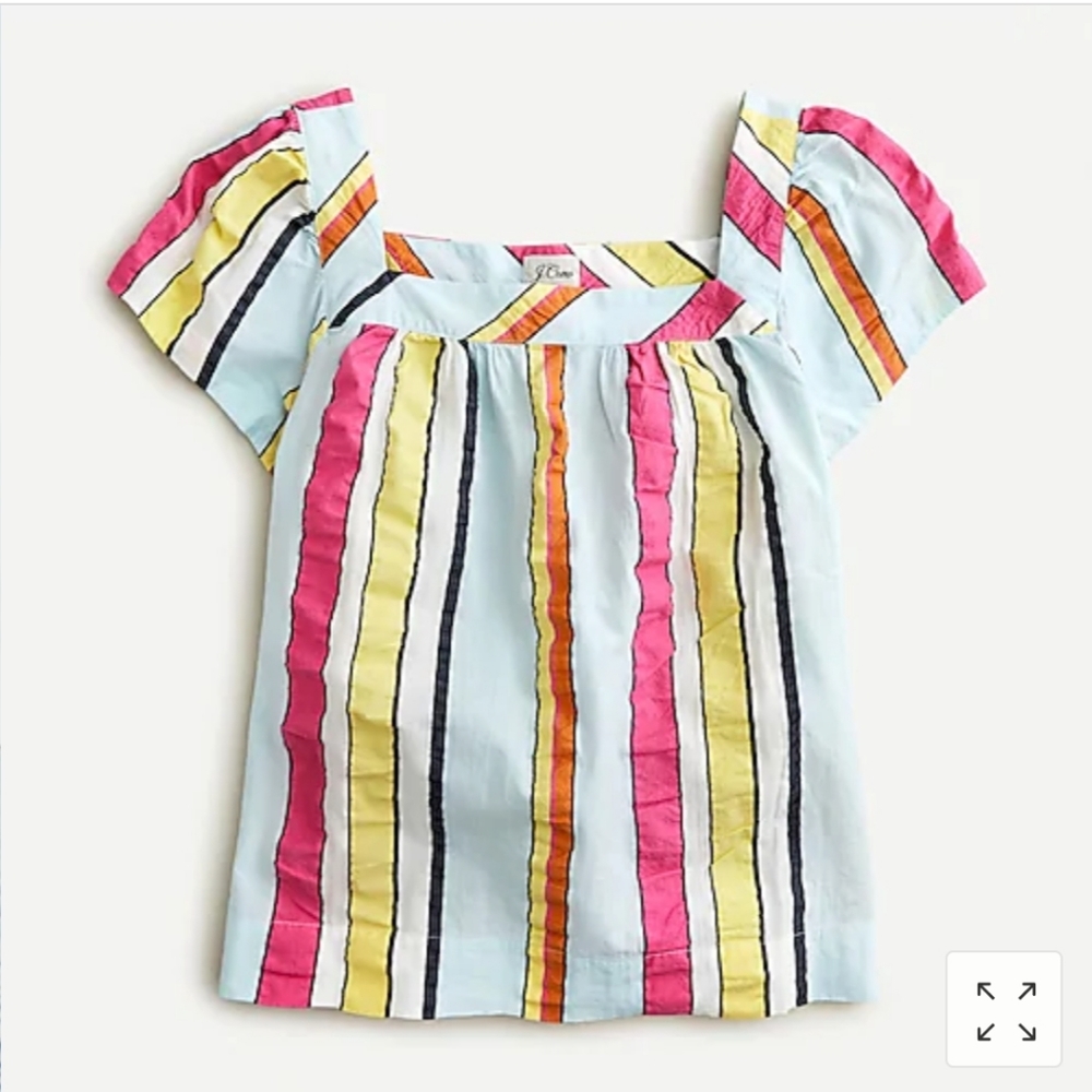 New J.Crew Square-Neck Top in Seersucker Ribbons